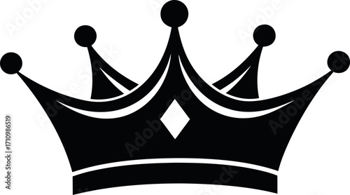 Vector art of black crown, a symbol of royalty, power, and authority, often associated with kings, queens, and emperors