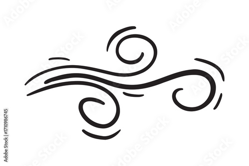 wind gust cartoon icon doodle hand drawn. Outline drawing wind gust cartoon line clipart symbol