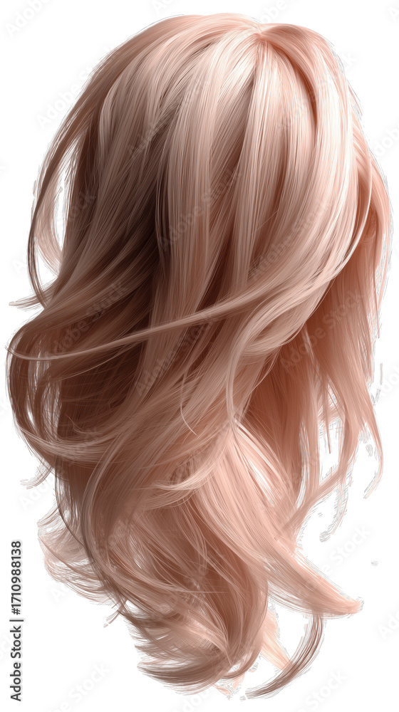 Naklejka premium Long wavy synthetic pink hair on transparent background ideal for fashion or costume design
