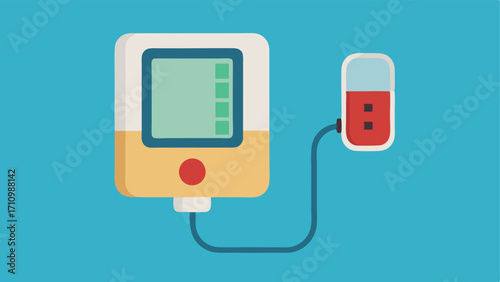 Blood Pressure Monitor A digital pressure cuff on an arm with a screen displaying systolic and diastolic readings.