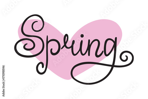 Spring handwritten doodle lettering phrase or quote. spring message saying text. Hand drawn print clipart.