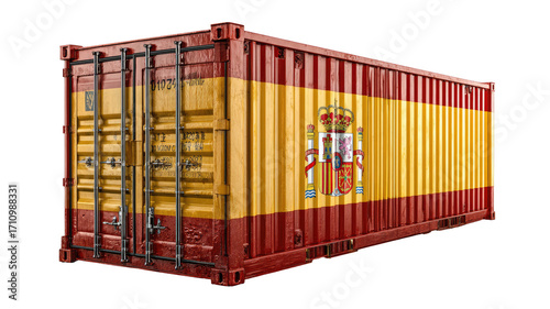 A shipping container painted with the Spanish flag
