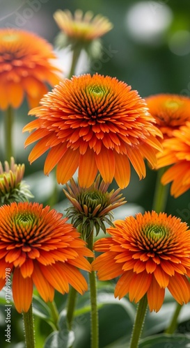 orange coneflowers, marmalade coneflower, echinacea marmalade, orange flowers, coneflower garden, perennial flowers, summer flowers, garden plants, blooming coneflowers, floral photography, flower clo
