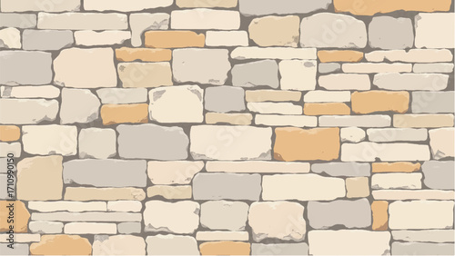 Stone wall background. Stone wall pattern for home exterior design texture backdrop. Vector illustration.	