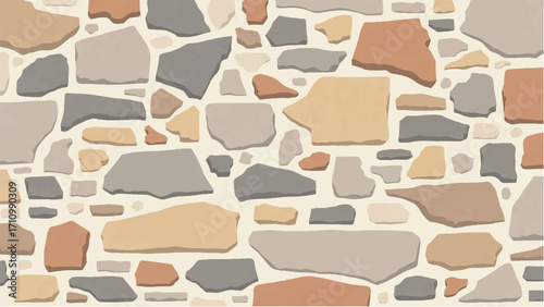 Stone wall background. Stone wall pattern for home exterior design texture backdrop. Vector illustration.	