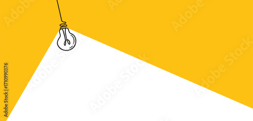 Comic electric hanging lamp idea doodle empty space background. business concept creative light bulb icon or sign for ideas. Think big.