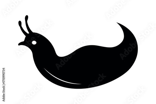 Slug Silhouette Vector Icon on White Background