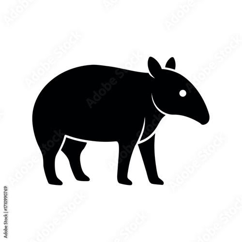 Tapir Silhouette Vector Icon on White Background