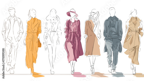 Hand-drawn Fashion Trend Outline Collection of Seas