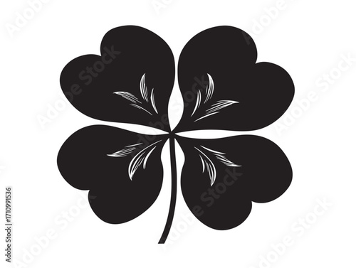 Fresh clover leaf silhouette with botanical elegance