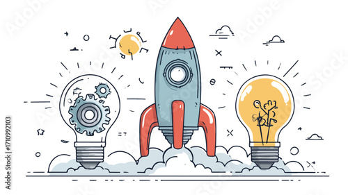Innovation Concept with Lightbulb in Flat Vector Style