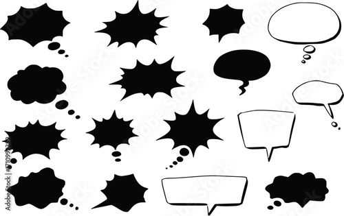 Collection of Illustrated Speech Bubbles in Various Shapes and Styles for Communication