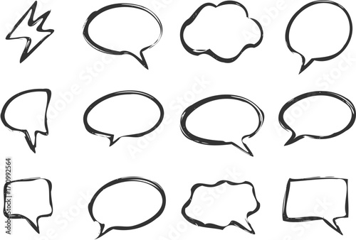 Collection of Hand-Drawn Speech Bubbles for Creative Designs