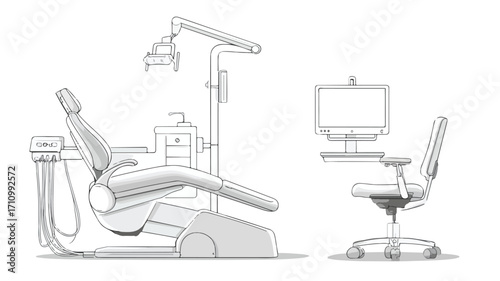 Modern Dental Chair with Light Tray and Monitor for Professional Use