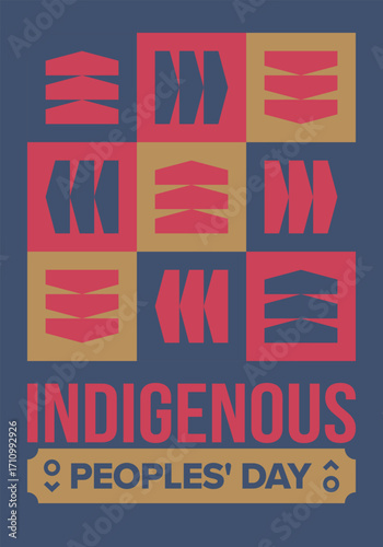 Indigenous Peoples' Day. Native American Day. American Indian culture. Heritage Month. Celebrate annual in United States. Tradition pattern. Poster, card, banner and background. Vector illustration