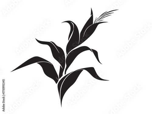 Corn leaf silhouette illustration with agricultural theme