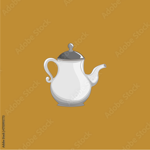 Tea kettle icon logo flat vector design