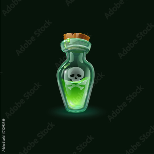 Death potion, Wizard elixir icon logo flat vector design