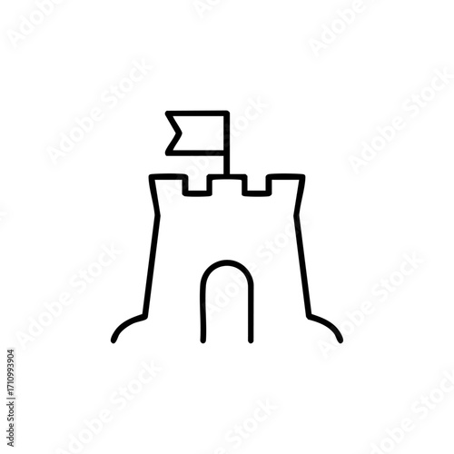 Sand castle icon logo flat vector design