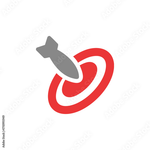 Missile hitting target icon logo flat vector design