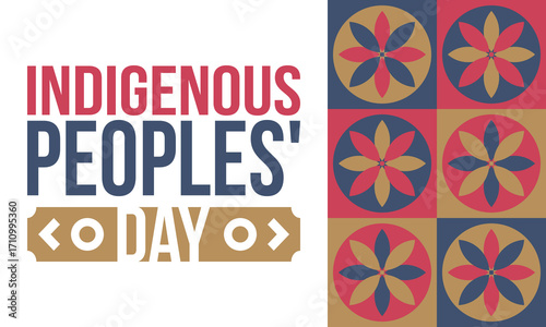 Indigenous Peoples' Day. Native American Day. American Indian culture. Heritage Month. Celebrate annual in United States. Tradition pattern. Poster, card, banner and background. Vector illustration