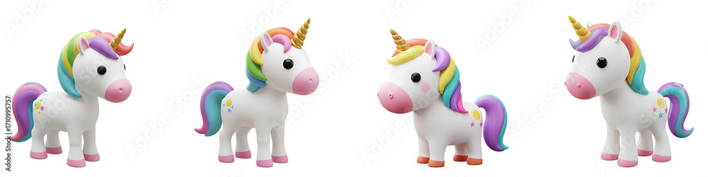 Fototapeta premium Cute Unicorn Cartoon Character On Transparent Background