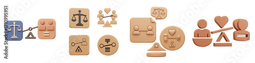 Justice and Law Balance Icons Set On Transparent Background