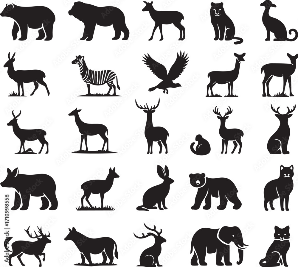 Fototapeta premium A large set of animals of the world