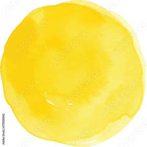 Abstract yellow watercolor splash shape isolated artistic element on transparent background