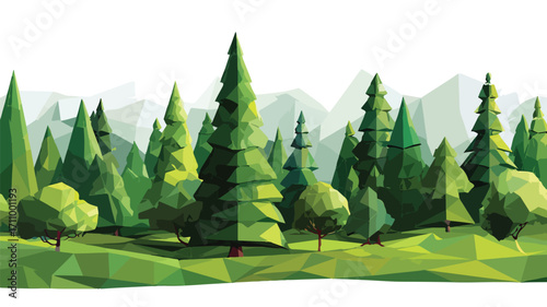 Triangular Low Poly Vector Forest Landscape Illustration