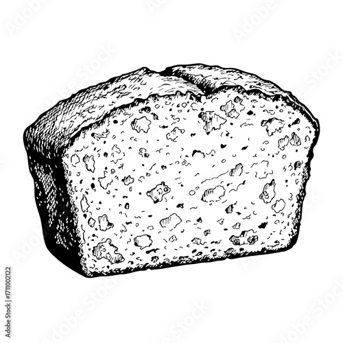 Vintage sketch of a sliced loaf of bread  