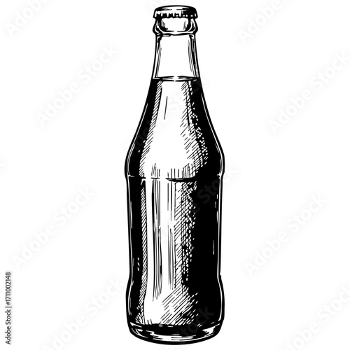 Vintage sketch of a glass bottle of orange soda  