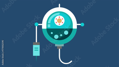Exosome Infusion Device A stylized depiction of a hightech device designed for the infusion of exosomes into the skin highlighting its innovative design and function.