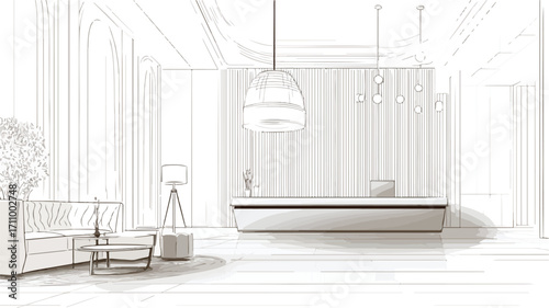 Elegant Minimalist Luxury Hotel Lobby Interior Design Concept