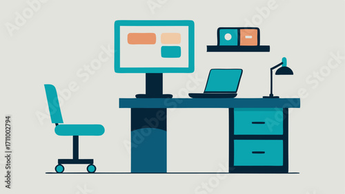 Adapted Workstations A workstation designed for accessibility featuring a heightadjustable desk with a computer and screen reader software along with large print handouts.
