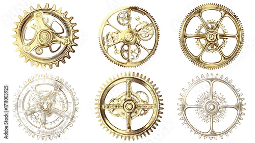Rustic Brass Gears and Vintage Bronze Cog for Industrial Designs