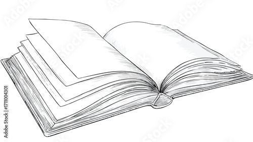 Open Book Vector Illustration with Outline for Creative Designs