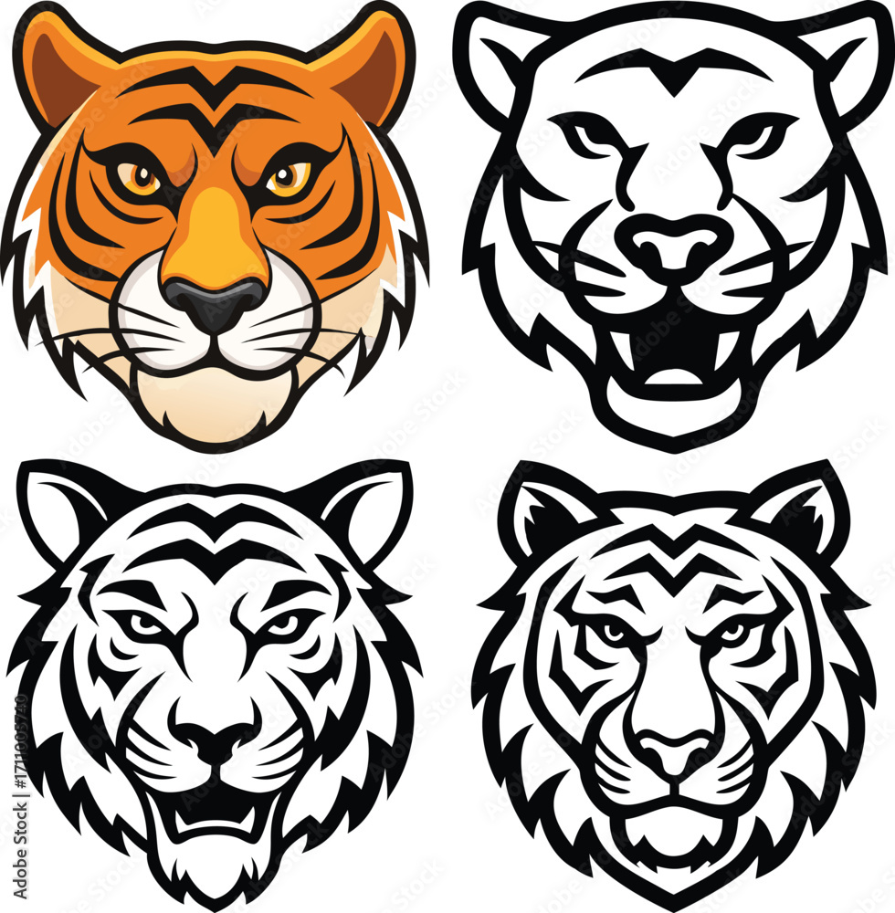 Fototapeta premium Tiger Face vector