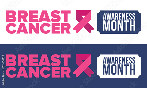 Breast Cancer Awareness Month. Pink october. Pink ribbon. Woman healthcare. Celebrate annual. Medic concept. Girl solidarity. Cancer prevention. Female disease. Poster, banner and background. Vector