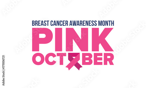 Breast Cancer Awareness Month. Pink october. Pink ribbon. Woman healthcare. Celebrate annual. Medic concept. Girl solidarity. Cancer prevention. Female disease. Poster, banner and background. Vector