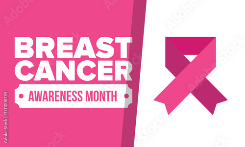 Breast Cancer Awareness Month. Pink october. Pink ribbon. Woman healthcare. Celebrate annual. Medic concept. Girl solidarity. Cancer prevention. Female disease. Poster, banner and background. Vector