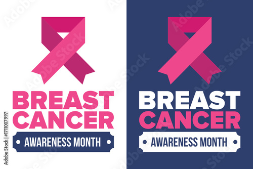 Breast Cancer Awareness Month. Pink october. Pink ribbon. Woman healthcare. Celebrate annual. Medic concept. Girl solidarity. Cancer prevention. Female disease. Poster, banner and background. Vector