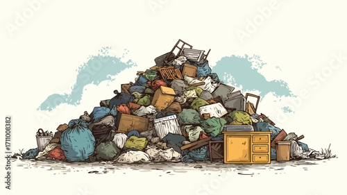 Creative Pile of Garbage Illustration Design Art on Background