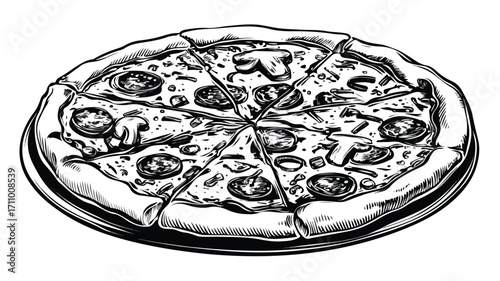 Sleek Black and White Pizza Icon Vector for Graphic Designers and Marketing Materials