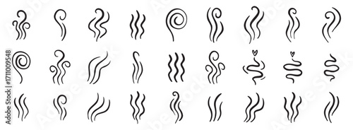 hot steam icon design line element, doodle smell sign, wave symbol. hot drink lines
