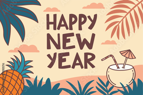 poster tropical themed new year poster with palm