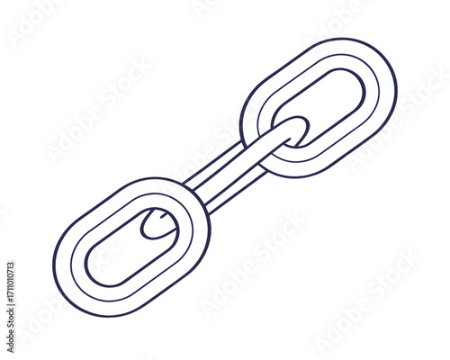 Stylized link chain illustration symbolizing connection and digital networking in a minimalist design with a simple white background for graphic projects