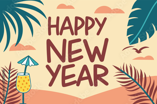 poster tropical themed new year poster with palm