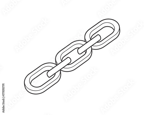 Stylized Chain Illustration Depicting Connection Strength and Security with a Clear White Background and Isometric View for Versatile Applications
