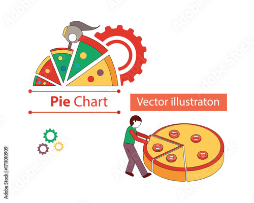 Pie Chart Vector Illustration Depicting Business Strategy Data Analysis And Financial Statistics Showing Growth With Creative Design Elements